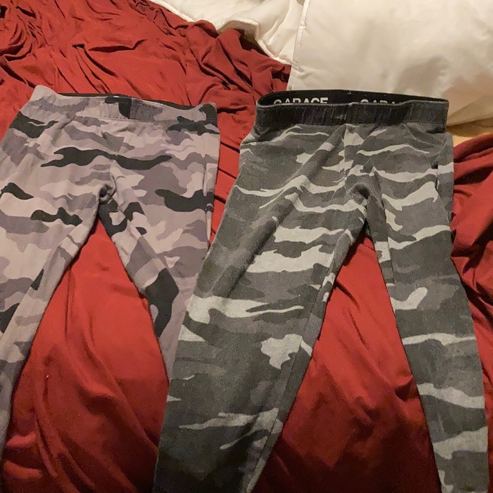 Two garage size small camo legging
